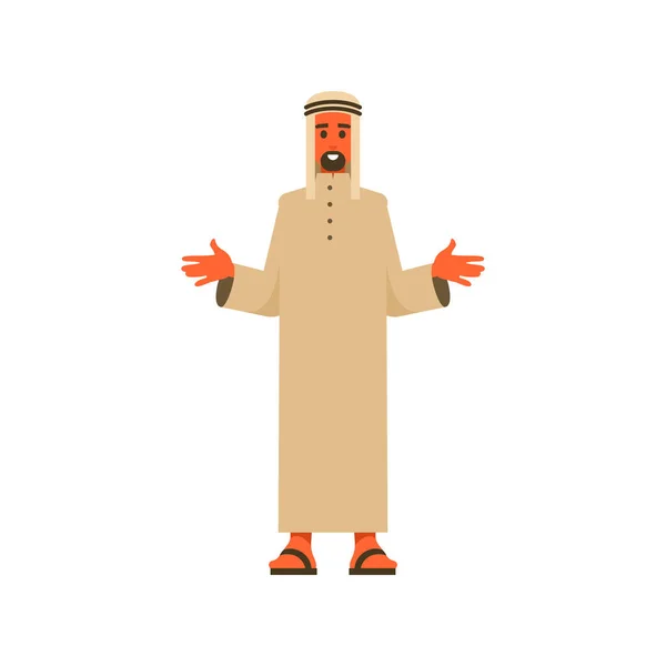 Арабский Мужчина Традиционной Одежде Векторная Иллюстрация Белом Фоне — стоковый вектор