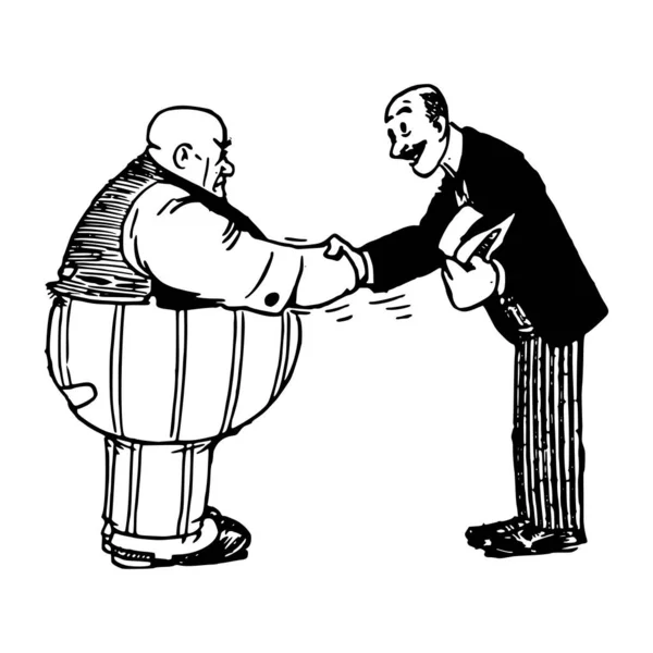 握手を2人の老人の漫画のイメージ ベクターイラスト — ストックベクタ