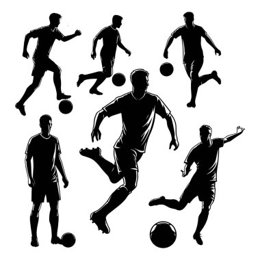 Siluet set futbol oyuncuları