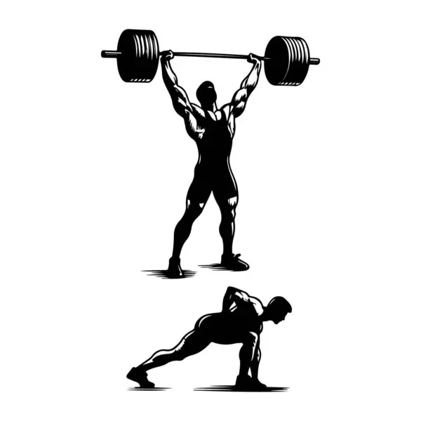 stock vector Silhouette set of weightlifter