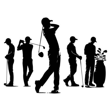 Golfçü silueti. Vektör izole illüstrasyonu