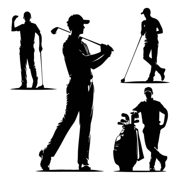 Golfçü silueti. Vektör izole illüstrasyonu