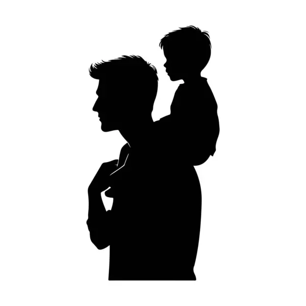 Baba ve oğulun silueti. Vektör izole illüstrasyonu