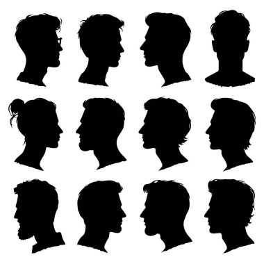 Silhouette set of a person head and shoulders clipart