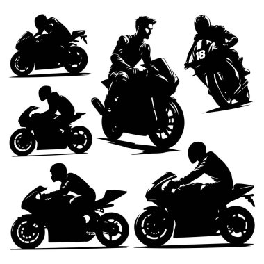 Siluet set motosiklet sürücüsü