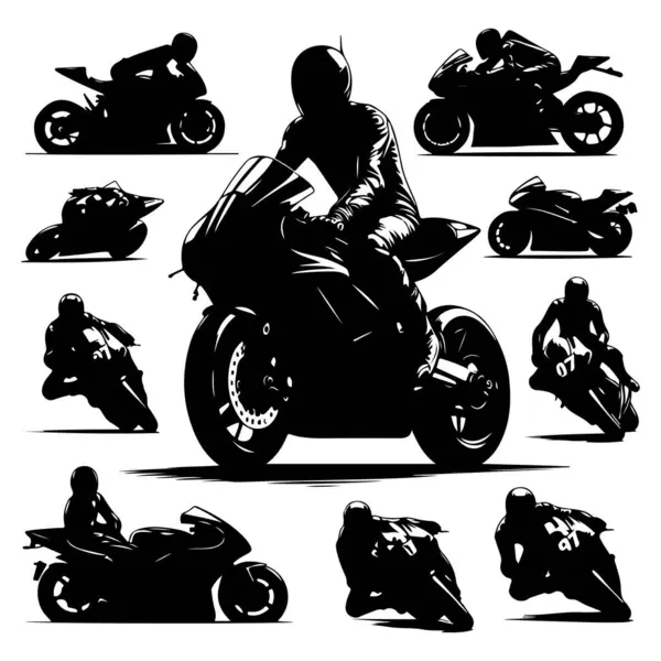 Siluet set motosiklet sürücüsü