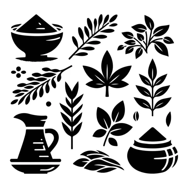 stock vector Silhouette set of clay rice. Vector isolated illustration