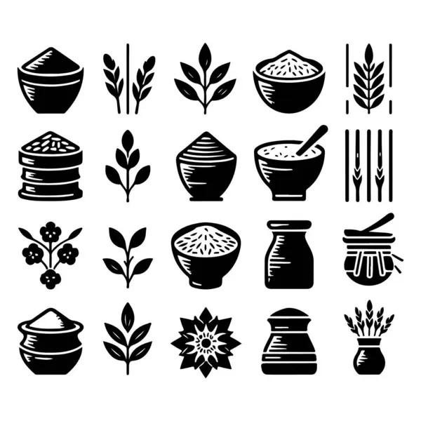 stock vector Silhouette set of clay rice. Vector isolated illustration