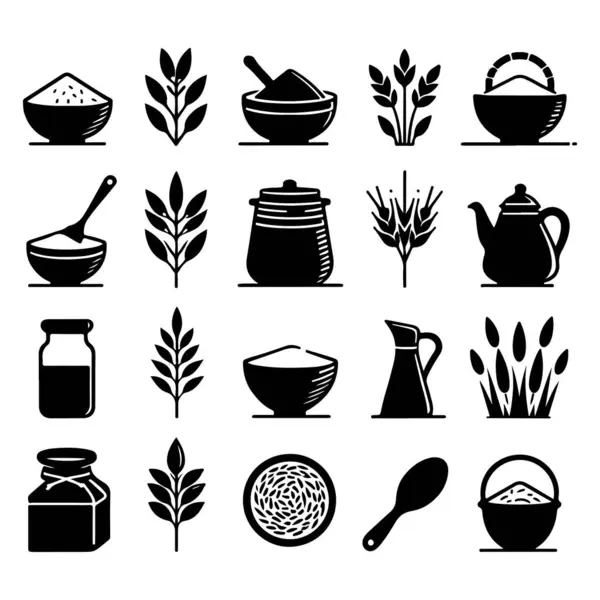 stock vector Silhouette set of clay rice. Vector isolated illustration