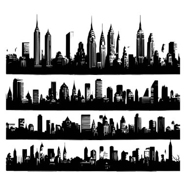 Set of skyline silhouettes isolated on a white background, Vector illustration. clipart