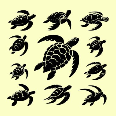 Silhouette set of turtle clipart