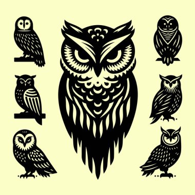 Silhouette set of owl clipart