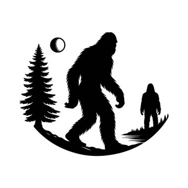 Sasquatch silhouettes isolated on a white background, Vector illustration. clipart