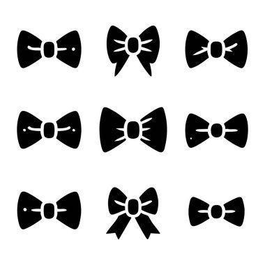 Set of bow tie silhouette on white background clipart