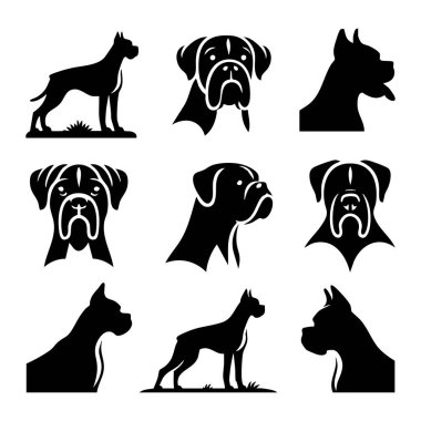 Beyaz arkaplanda boksör köpeği silueti