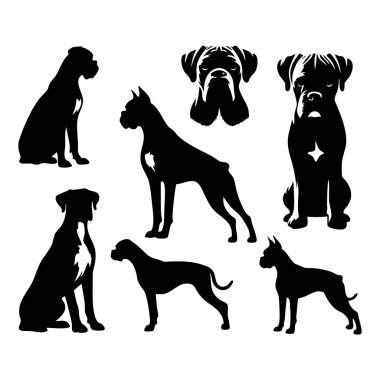 Beyaz arkaplanda boksör köpeği silueti