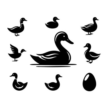 Set of duck silhouette clipart