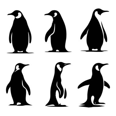 Beyaz arkaplanda penguen silueti