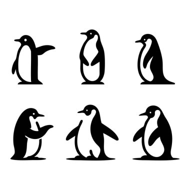 Beyaz arkaplanda penguen silueti