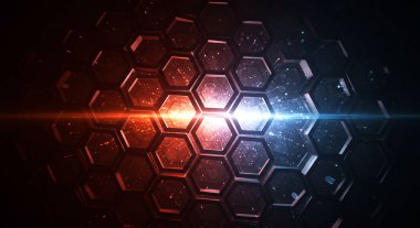 Abstract background hexagon pattern with glowing lights clipart