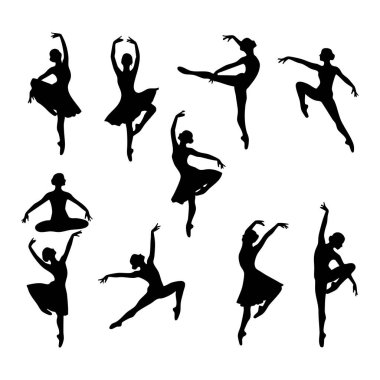 Beyaz arkaplanda dansçı silueti