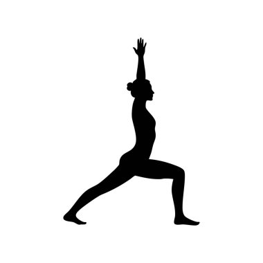 흰색 바탕에 요가 실루엣Yoga silhouet op witte achtergrond