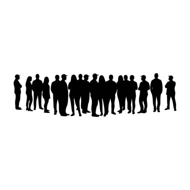 Beyaz arkaplanda bir grup kalabalık silueti