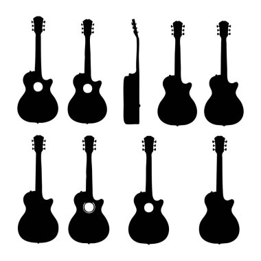 Beyaz sırt grubunda siluet gitar seti
