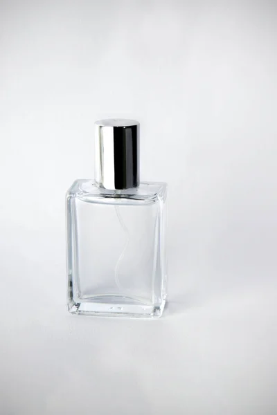 Uma Garrafa Perfume Sobre Fundo Branco Isolado Branco — Fotografia de Stock