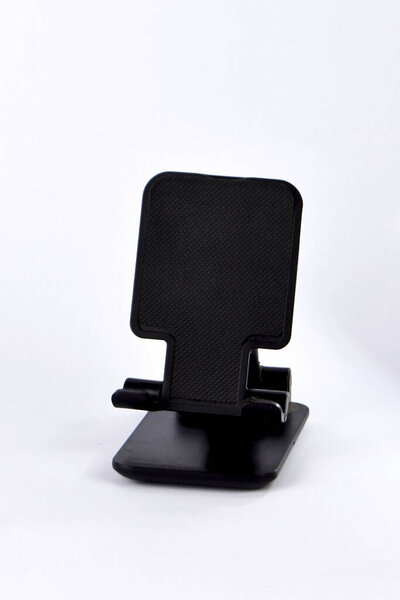 Black mobile phone holder porteble isolated on white background
