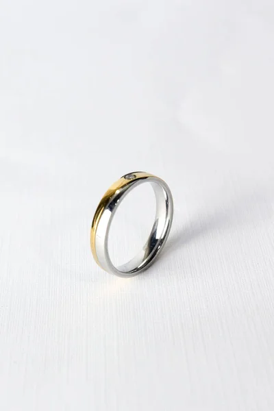 Silver Gold Wedding Ring Isolated White Background — Stock Photo, Image
