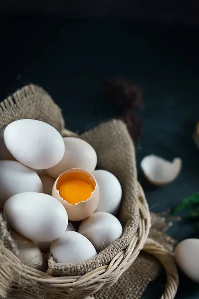Куриные Яйца Домашние Куриные Яйца Куриные Яйца Telur Ayam Kampung — стоковое фото