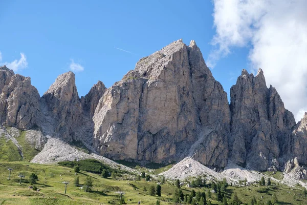 Alta Badia Dolomiti August Schöner Sommer Bergblick Auf Den Sellajoch — Stockfoto
