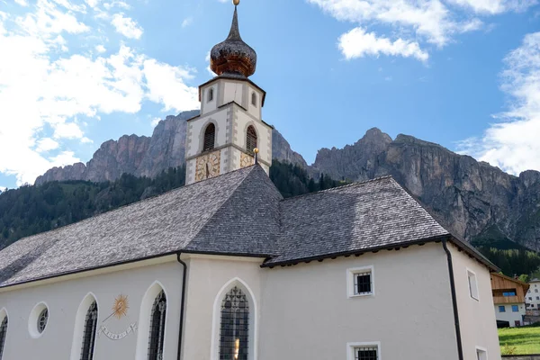 stock image Corvara - August: Church St. Vigilius in Colfosco, Dolomites, Italy