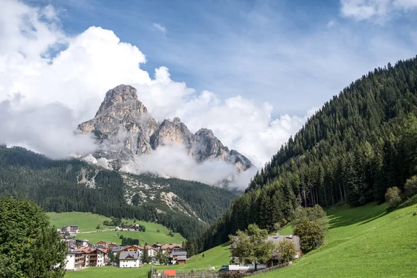 stock image Corvara - August: view of Sassongher from Corvara in summer