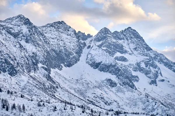 Tonale Itália Vista Passo Del Tonale Durante Inverno Com Céu — Fotografia de Stock