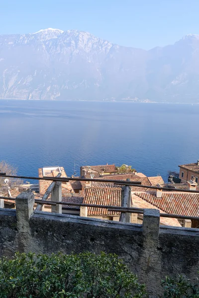 Pohled Město Limone Del Garda Jezeře Garda Slunečného Dne Provincie — Stock fotografie
