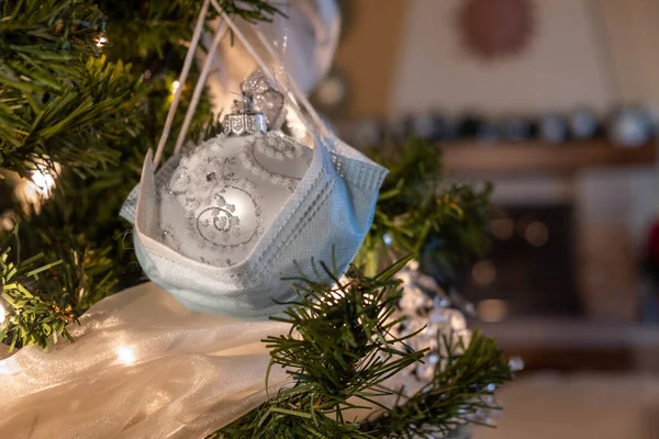 December 2020 Milan Christmas Tree Decoration Covid Pandemic — Stock Photo, Image