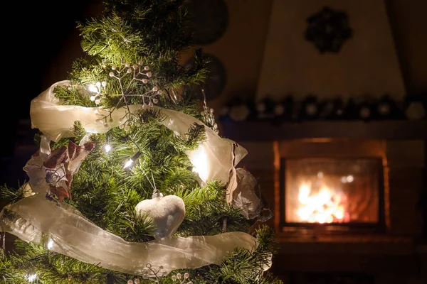 December 2020 Milan Italy Illuminated Christmas Tree Chimney Background — Stock Photo, Image