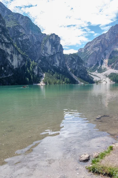Braiesjön Även Känd Som Pragser Wildsee Eller Lago Braies Dolomiterna — Stockfoto