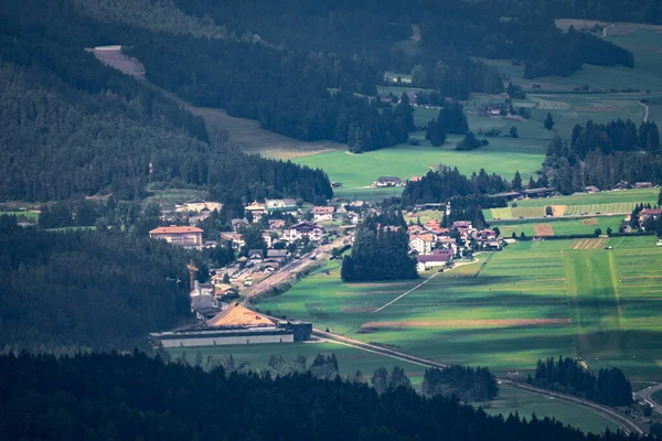 Aerial view Innchen veya San Candido, Dolomites, Trentino-Alto Adige, Güney Tyrol, İtalya