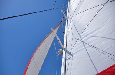 Menorca, İspanya: Yelkenli teknesi olan güzel körfez, katamaran, yaz