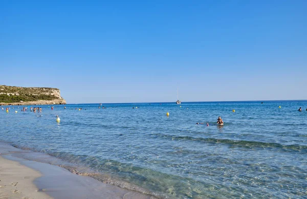 Menorca Spanien Nachmittag Strand Von Son Bou Einem Kalten Sonnigen — Stockfoto