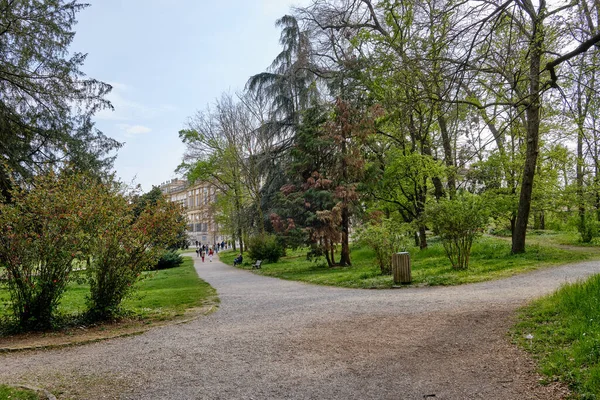 Monza Pohled Park Villa Reale Královská Vila Zvířaty Stromy Itálie — Stock fotografie