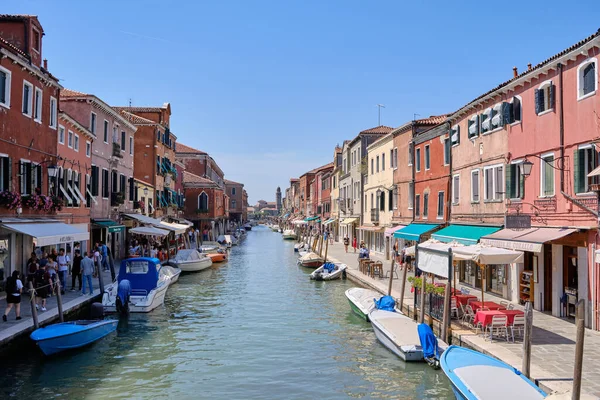 Murano Veneza Ilha Murano Veneza Itália Vista Canal Com Barco — Fotografia de Stock