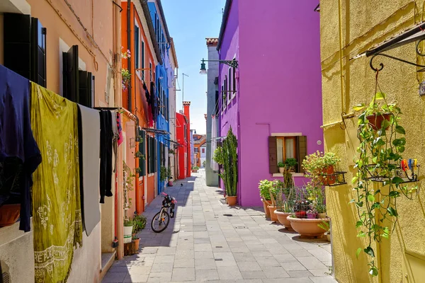Burano Venice Colorful Houses Burano Island Multicolored Buildings Fondamenta Embankment — Stock Photo, Image