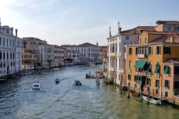 Veneza Itália Panorama Grande Canal Veneza Com Barcos Igreja Santa — Fotografia de Stock