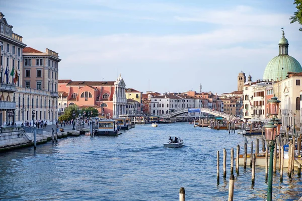Veneza Itália Vista Noite Venice City Lights Grand Canal Com — Fotografia de Stock