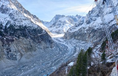 Chamonix, Fransa: The Mer de Glace - Buz Denizi - Mont Blanc kütlesinde yer alan bir vadi buzulu