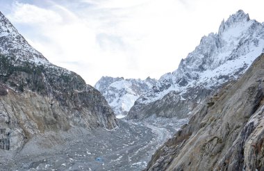 Chamonix, Fransa: The Mer de Glace - Buz Denizi - Mont Blanc kütlesinde yer alan bir vadi buzulu